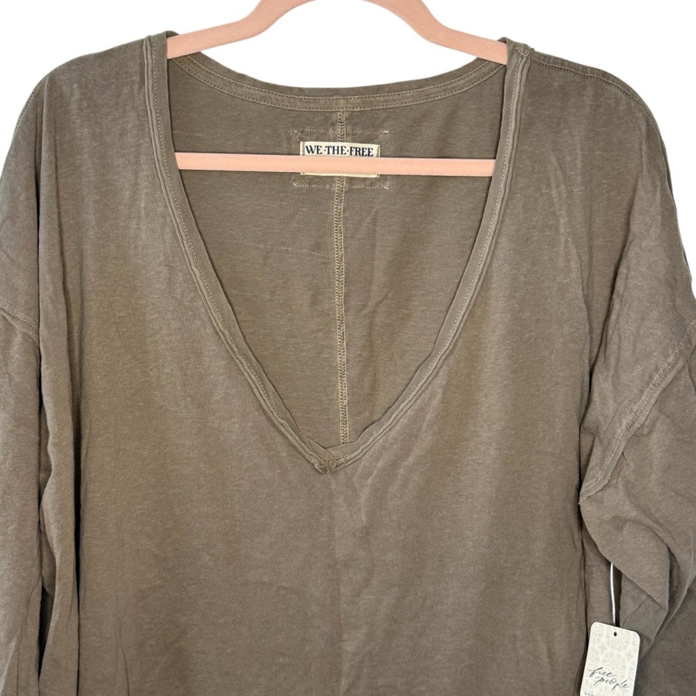 We The Free Nina V-Neck Long-Sleeve Tee NWT Size XL Fallen Rock Color Tan Brown - Picture 6 of 11